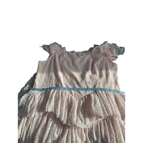 JessaKae Pink Elegant Dainty Delicate Coquette Giupure Lace Mia Midi Dress - Picture 12 of 13